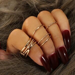 *DEASIA* 5-Pc Gold Minimalist Fashion Ring Set